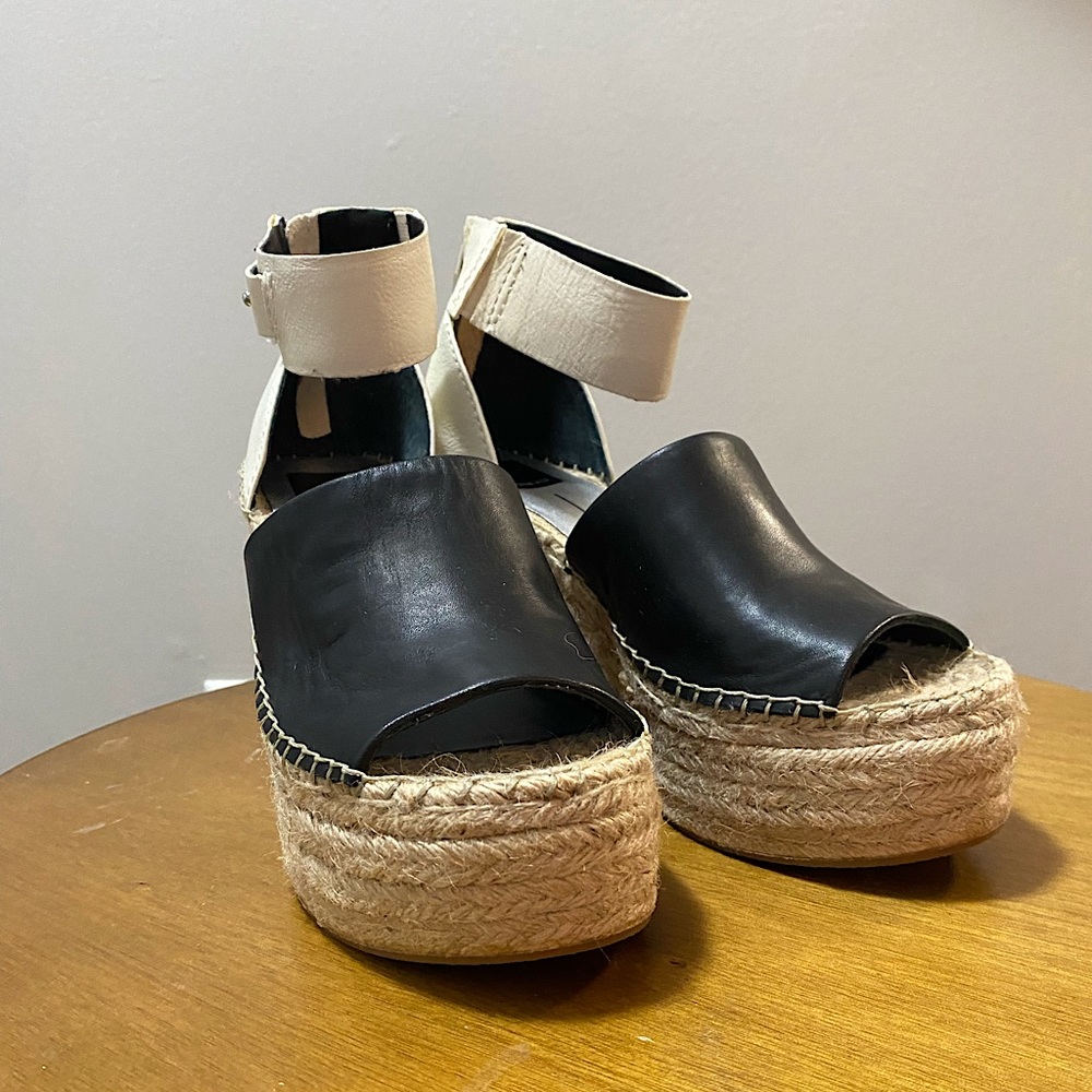 Dolce Vita Black and White Wedge Sandal